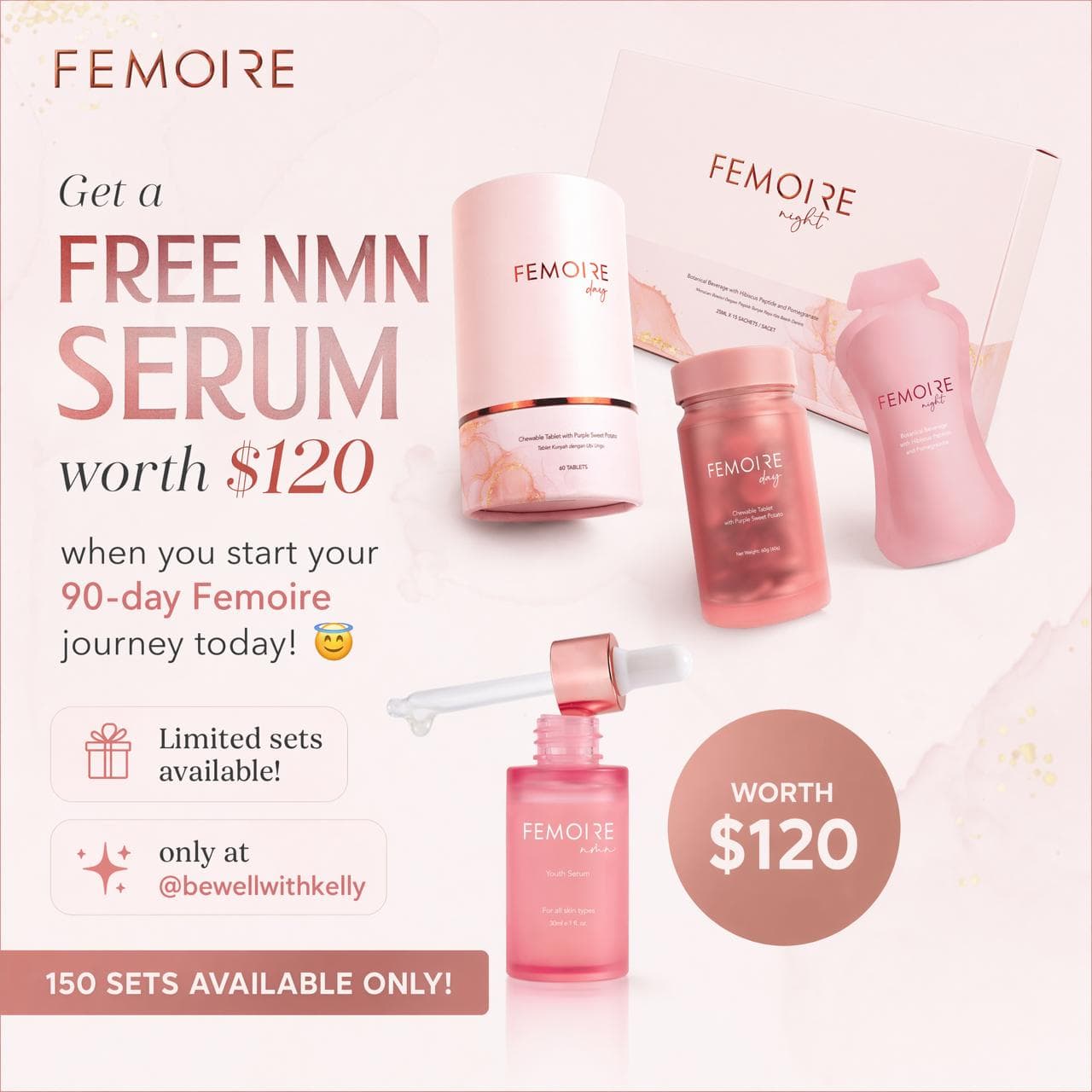 Free NMN Youth Serum worth $120 with your 90-day Femoire programme